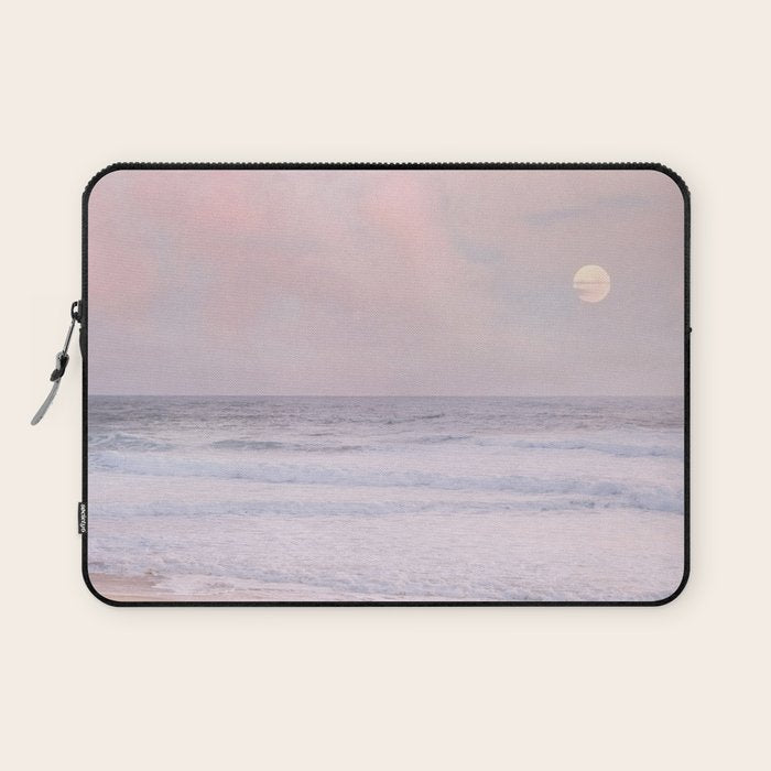 Huntington Beach Pink Sunset - California Ocean Landscape Photography Laptop Sleeve Gallery Image 1
