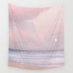 Huntington Beach Pink Sunset - California Ocean Landscape Photography Wall Tapestry Gallery Image 4