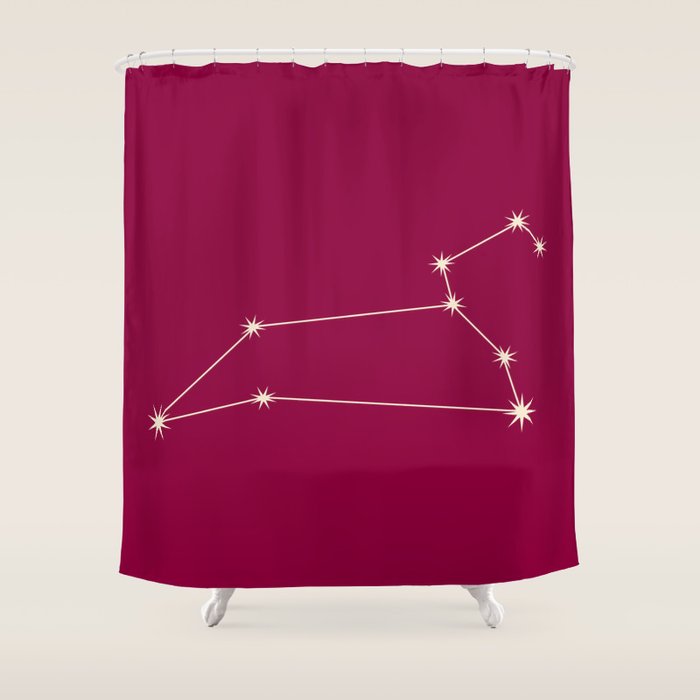 Leo Zodiac Star Constellation Line Art Magenta Pink Shower Curtain Gallery Image 1