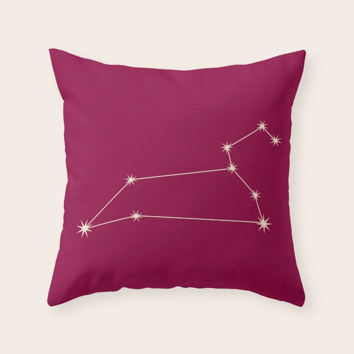 Leo Zodiac Star Constellation Line Art Magenta Pink Throw Pillow Gallery Image 6