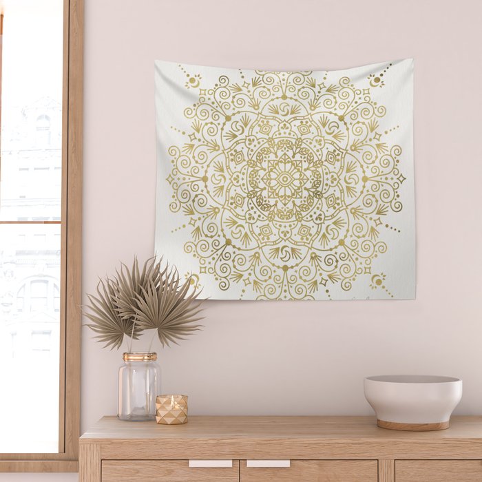 Moroccan Mandala - Gold Palette Wall Tapestry Gallery Image 2