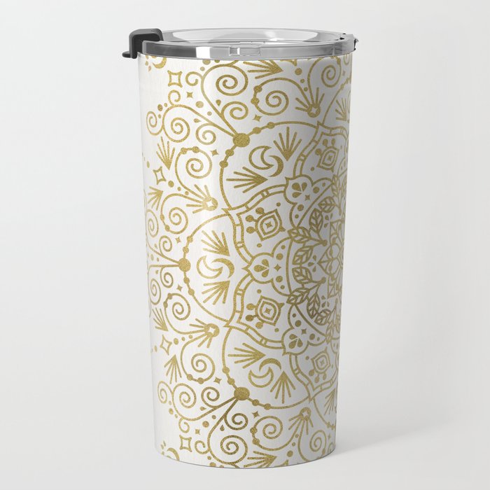 Moroccan Mandala - Gold Palette Travel Mug Gallery Image 3