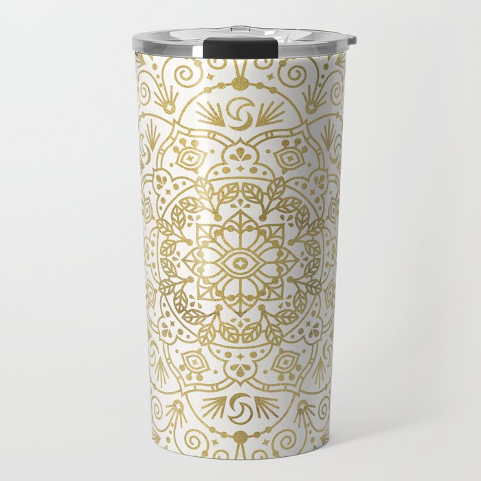 Moroccan Mandala - Gold Palette Travel Mug Gallery Image 1