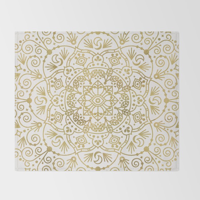 Moroccan Mandala - Gold Palette Throw Blanket Gallery Image 2