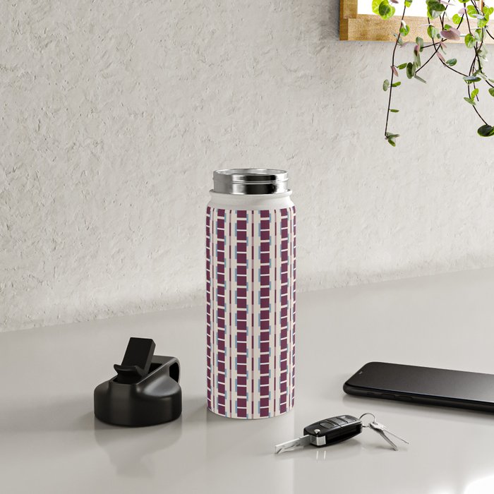 Burgundy Grid Elegance Water Bottle Gallery Image 4