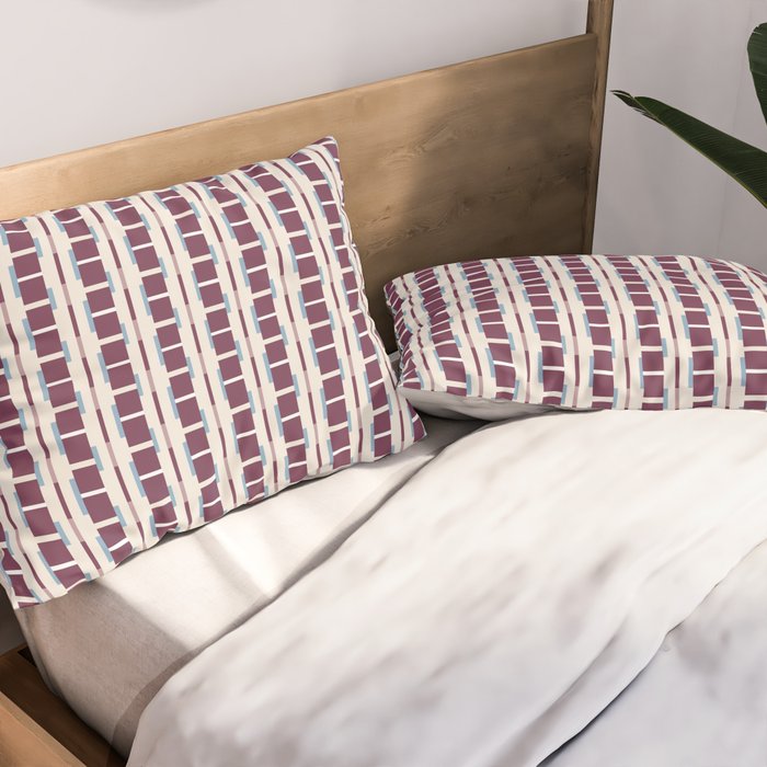 Burgundy Grid Elegance Pillow Sham Gallery Image 2