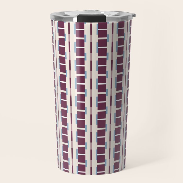 Burgundy Grid Elegance Travel Mug Gallery Image 1