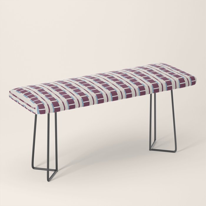 Burgundy Grid Elegance Bench Gallery Image 1