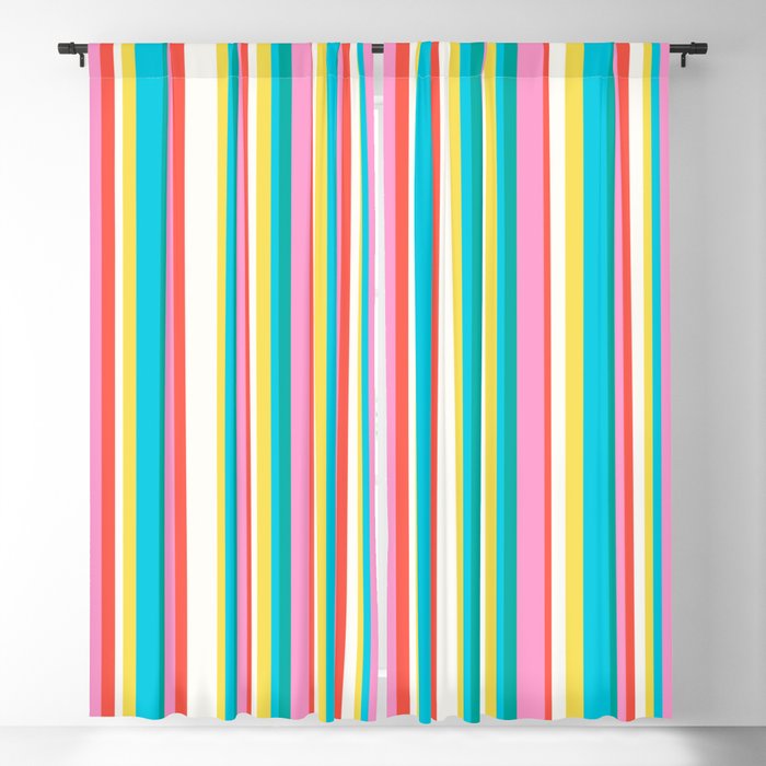 Classic Stripes II - 60s Candy Rainbow Window Curtain Gallery Image 1