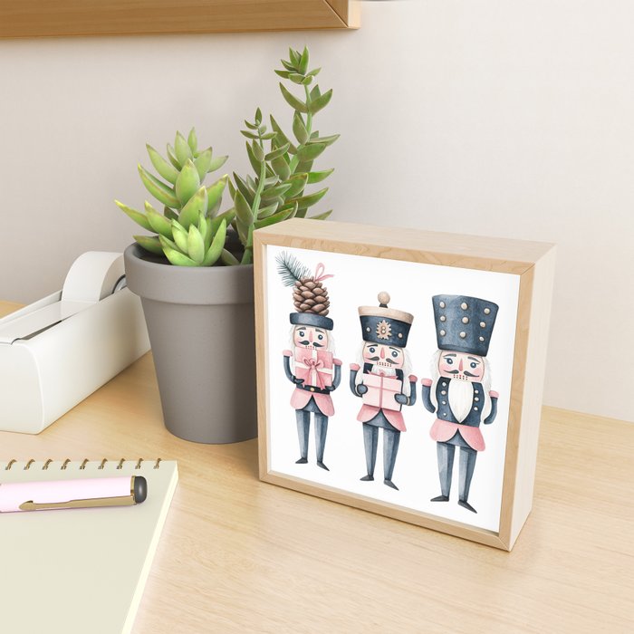 Blue Pink Watercolor Nutcracker Soldiers Mini Art Print Gallery Image 2