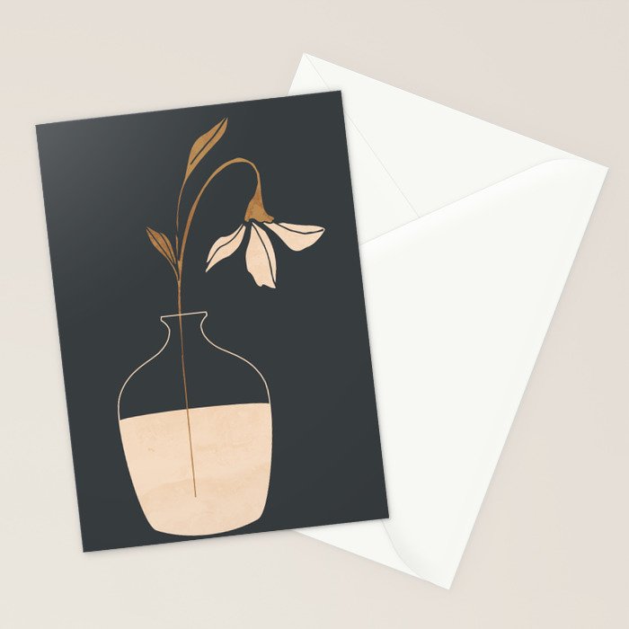Minimal Abstract Art Vase Flower 3 Stationery Card Gallery Image 2