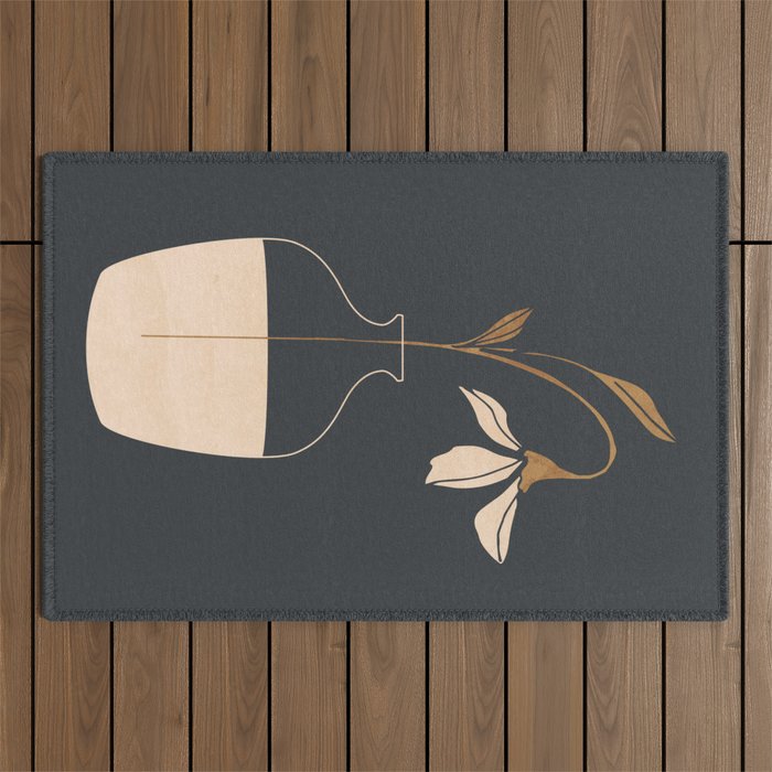 Minimal Abstract Art Vase Flower 3 Outdoor Rug Gallery Image 1