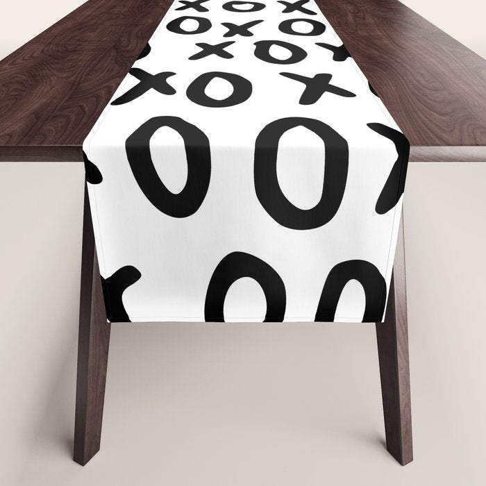 Hugs and Kisses in White and Black Table Runner Gallery Image 1