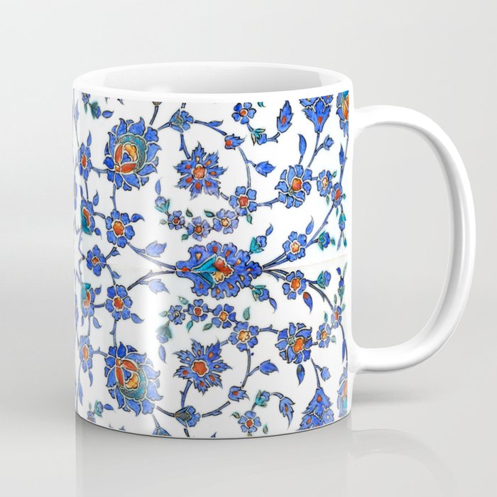 Ottoman Arabesque Iznik Pattern Indigo Blue White & Red Coffee Mug Gallery Image 1