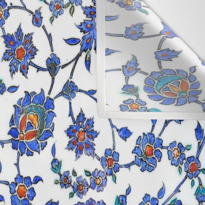 Ottoman Arabesque Iznik Pattern Indigo Blue White & Red Wall Tapestry Gallery Image 3
