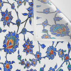 Ottoman Arabesque Iznik Pattern Indigo Blue White & Red Wall Tapestry Gallery Image 3