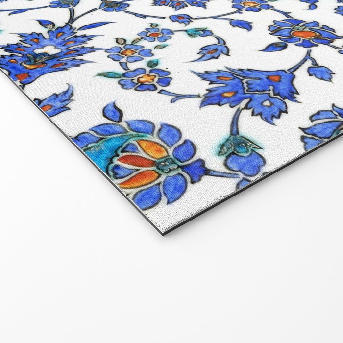 Ottoman Arabesque Iznik Pattern Indigo Blue White & Red Welcome Mat Gallery Image 2