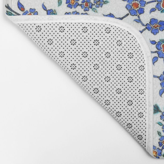 Ottoman Arabesque Iznik Pattern Indigo Blue White & Red Bath Mat Gallery Image 2