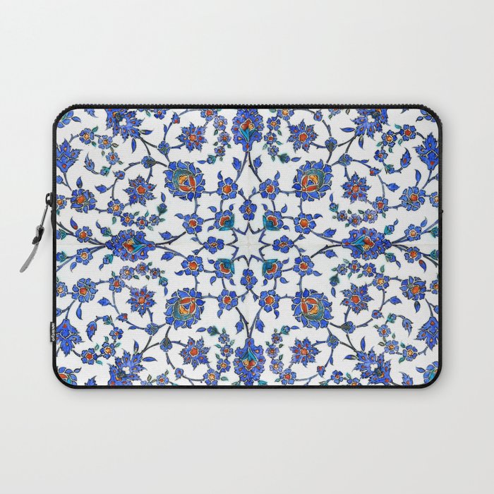 Ottoman Arabesque Iznik Pattern Indigo Blue White & Red Laptop Sleeve Gallery Image 1