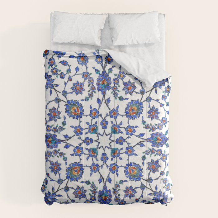 Ottoman Arabesque Iznik Pattern Indigo Blue White & Red Comforter Gallery Image 6