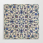 Ottoman Arabesque Iznik Pattern Indigo Blue White & Red Wood Wall Art Gallery Image 1