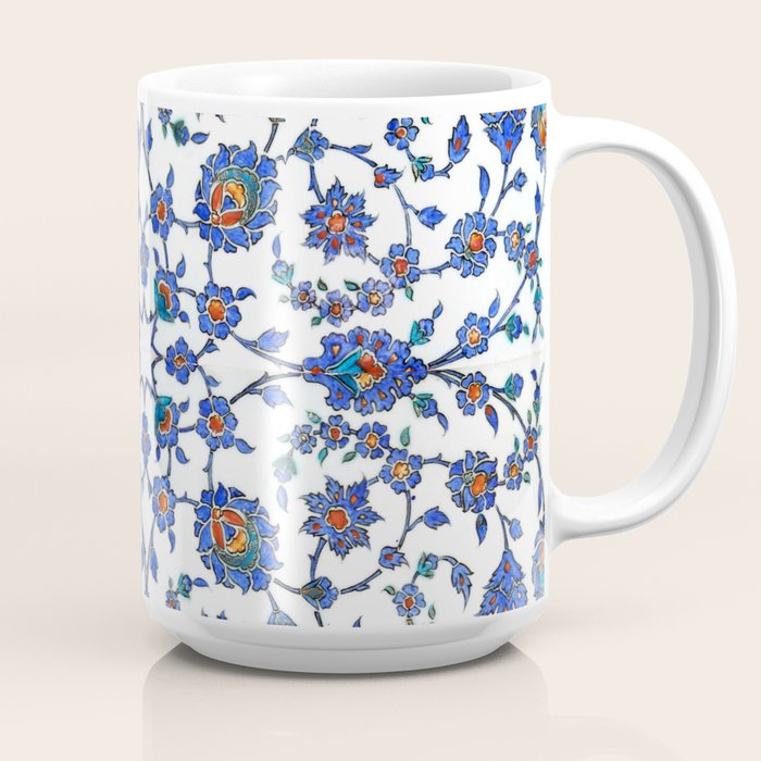 Ottoman Arabesque Iznik Pattern Indigo Blue White & Red Coffee Mug Gallery Image 2