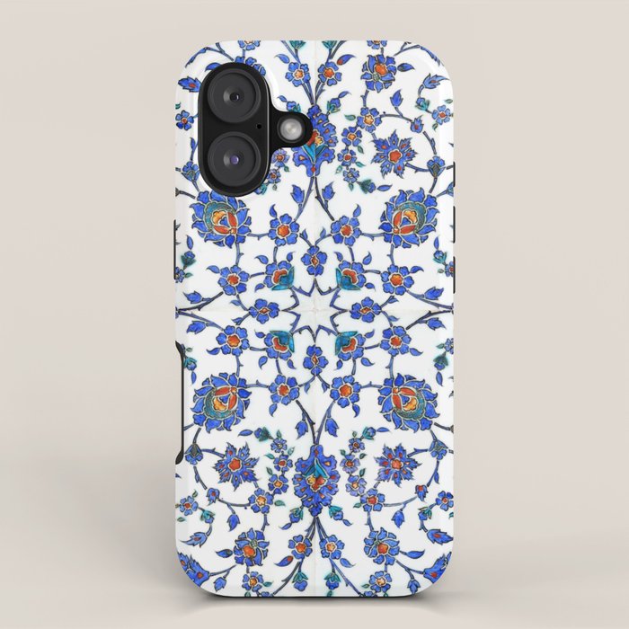 Ottoman Arabesque Iznik Pattern Indigo Blue White & Red iPhone Case Gallery Image 1