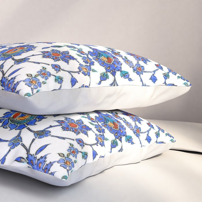 Ottoman Arabesque Iznik Pattern Indigo Blue White & Red Pillow Sham Gallery Image 3