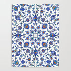 Ottoman Arabesque Iznik Pattern Indigo Blue White & Red Poster Gallery Image 4