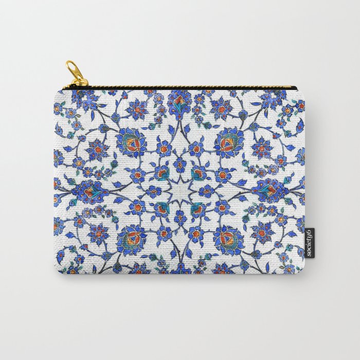 Ottoman Arabesque Iznik Pattern Indigo Blue White & Red Carry All Pouch Gallery Image 1