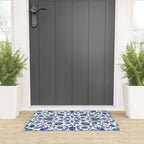 Ottoman Arabesque Iznik Pattern Indigo Blue White & Red Welcome Mat Gallery Image 3