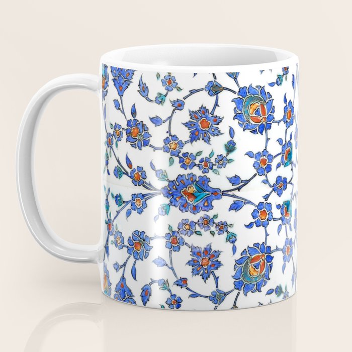 Ottoman Arabesque Iznik Pattern Indigo Blue White & Red Coffee Mug Gallery Image 3