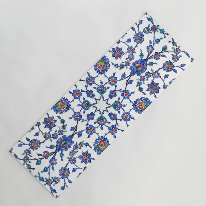 Ottoman Arabesque Iznik Pattern Indigo Blue White & Red Yoga Mat Gallery Image 1