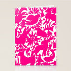 Hot Pink Otomi Bright Pattern Stationery Card Gallery Image 2