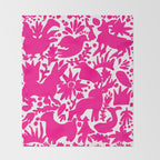 Hot Pink Otomi Bright Pattern Throw Blanket Gallery Image 2