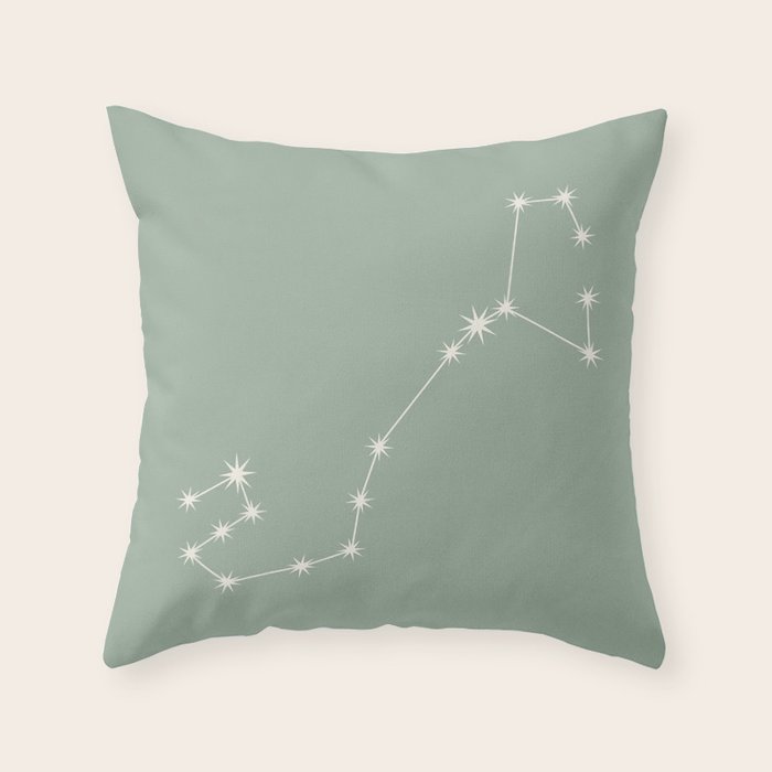 Scorpio Zodiac Star Constellation Line Art Soft Sage Throw Pillow Gallery Image 6