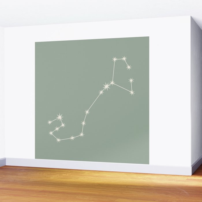 Scorpio Zodiac Star Constellation Line Art Soft Sage Wall Mural Gallery Image 2