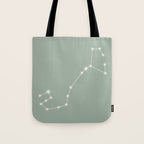 Scorpio Zodiac Star Constellation Line Art Soft Sage Tote Bag Gallery Image 1