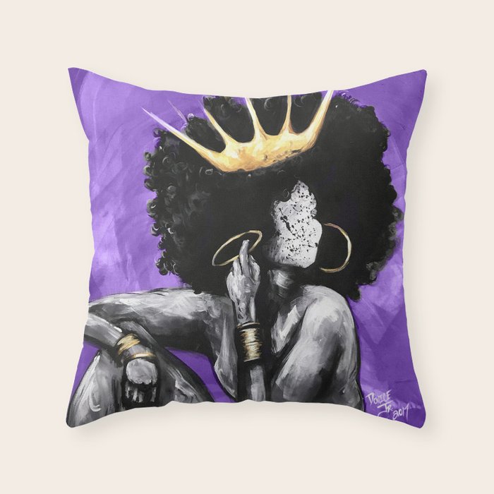 Naturally Queen VI PURPLE Throw Pillow Gallery Image 6
