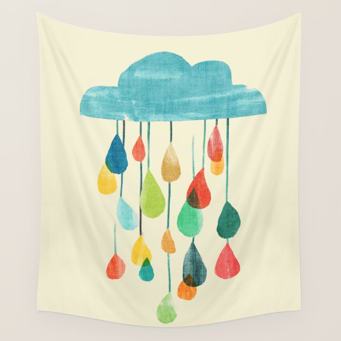 cloudy with a chance of rainbow Wall Tapestry Gallery Image 1