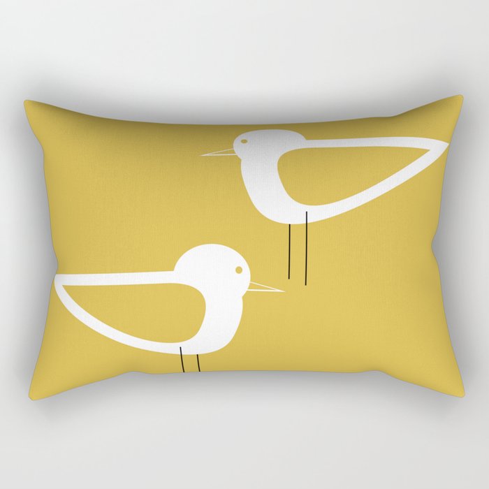 Shorebird Pair in Light Mustard and White Rectangular Pillow Gallery Image 1