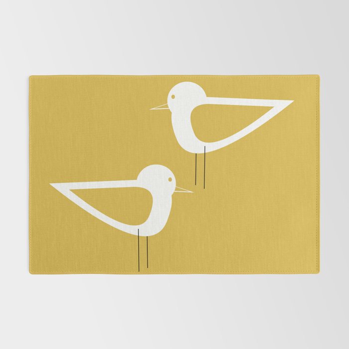 Shorebird Pair in Light Mustard and White Rug Gallery Image 2