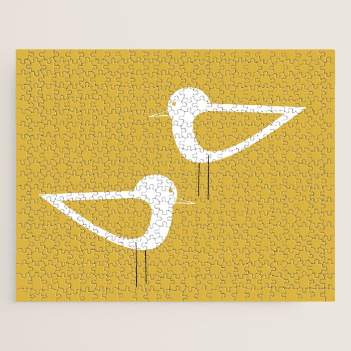 Shorebird Pair in Light Mustard and White Jigsaw Puzzle Gallery Image 1