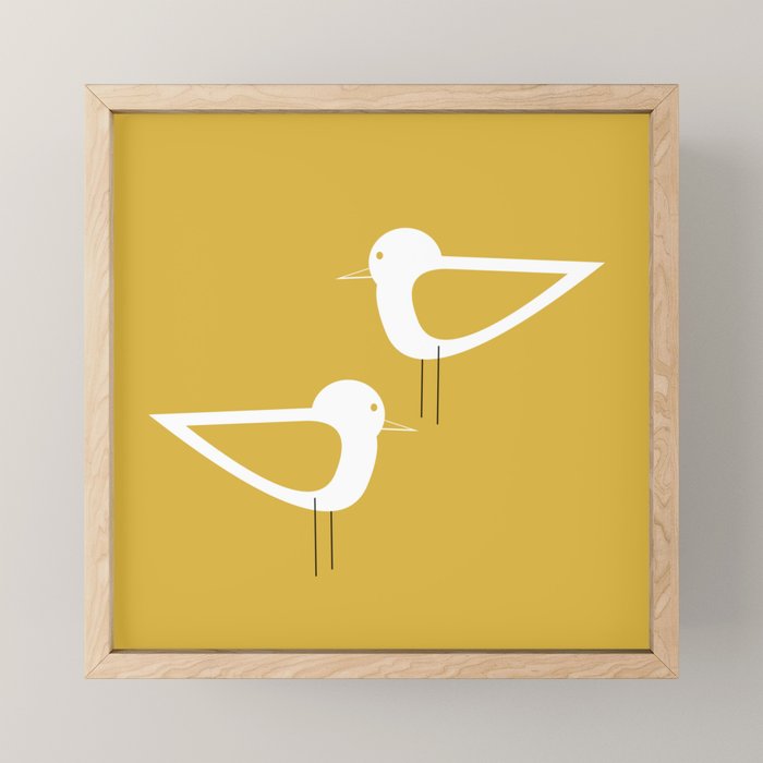 Shorebird Pair in Light Mustard and White Mini Art Print Gallery Image 1