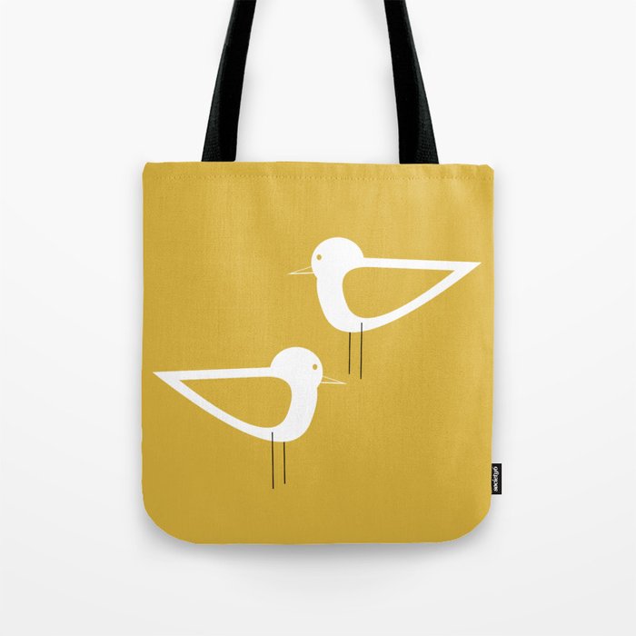 Shorebird Pair in Light Mustard and White Tote Bag Gallery Image 1