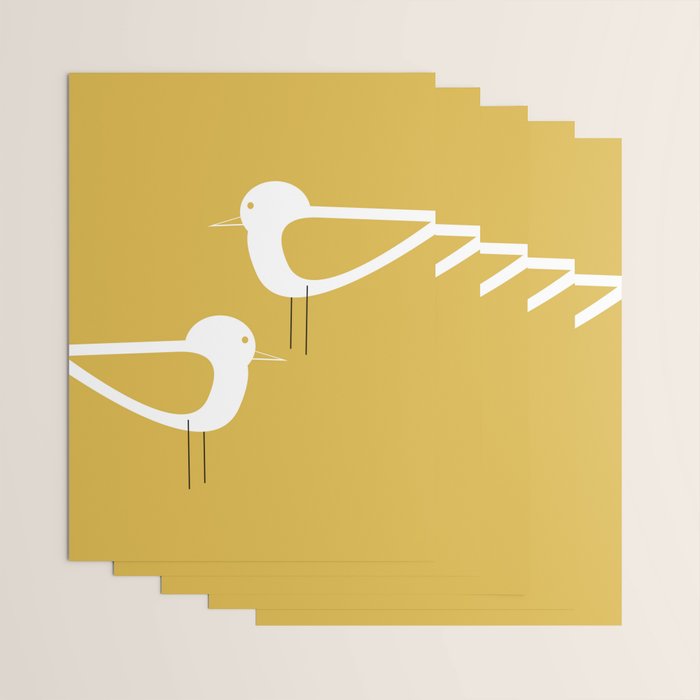 Shorebird Pair in Light Mustard and White Wrapping Paper Gallery Image 3