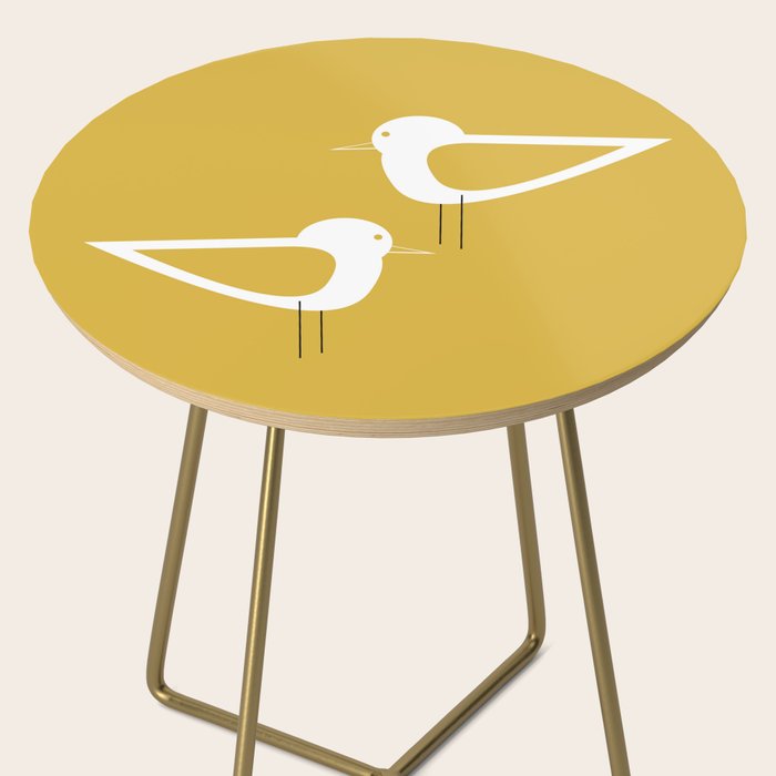 Shorebird Pair in Light Mustard and White Side Table Gallery Image 2