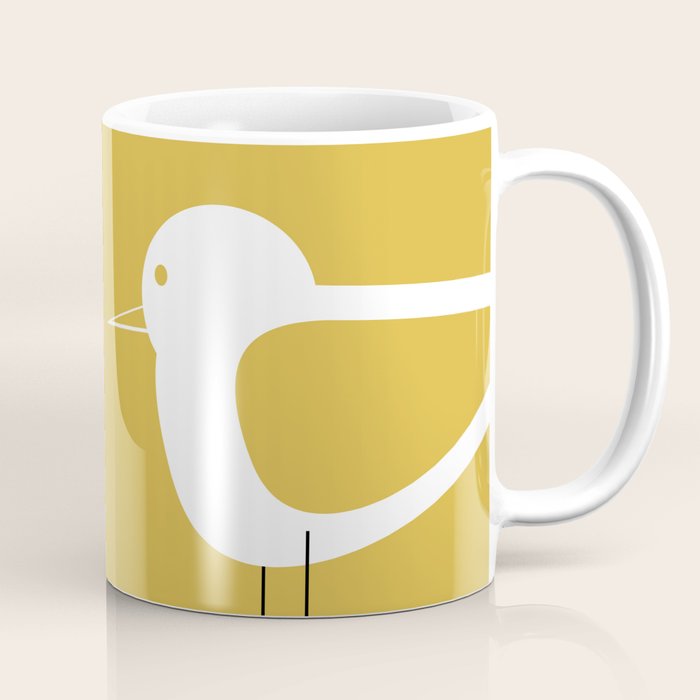 Shorebird Pair in Light Mustard and White Coffee Mug Gallery Image 1
