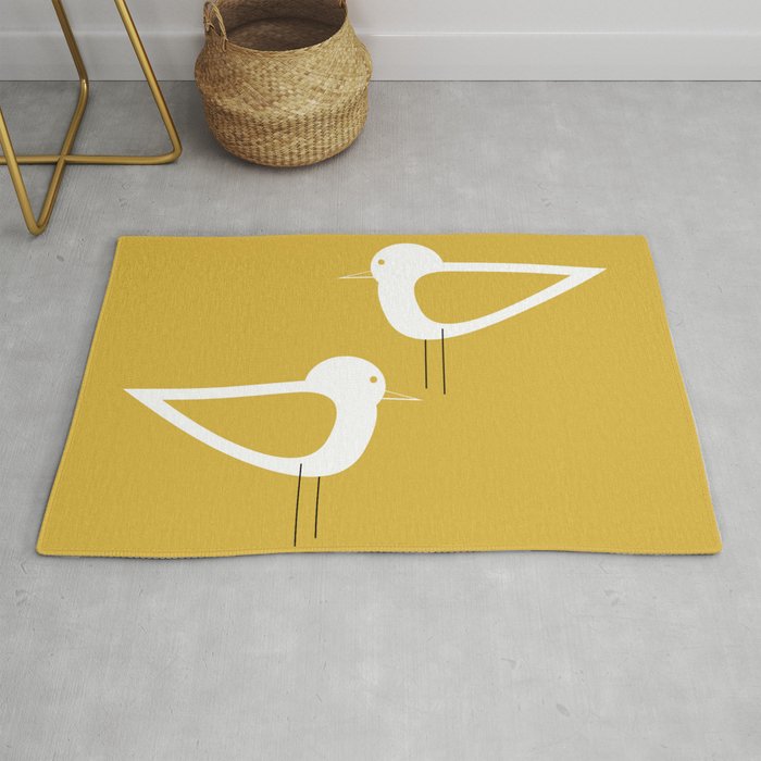 Shorebird Pair in Light Mustard and White Rug Gallery Image 1