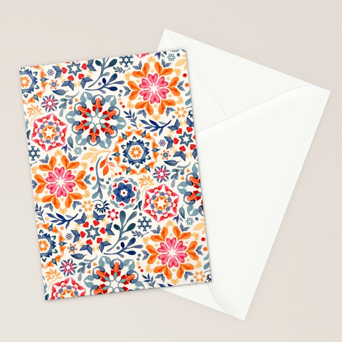 Watercolor Kaleidoscope Floral - desaturated Stationery Card Gallery Image 2